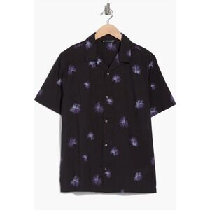 Travis Mathew Casino Holiday Camp Shirt  MED Black  Button Up  $99 NWT